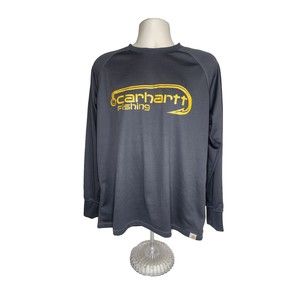 Carhartt Mens Force Fishing Graphic Long Sleeve Relaxed Fit T-Shirt Black Sz Med